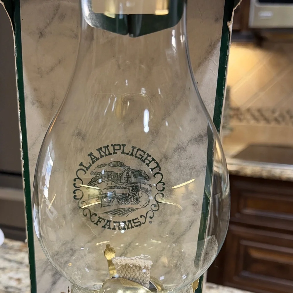 NEW IN BOX Lamplight Farms Glass Oil Lamp